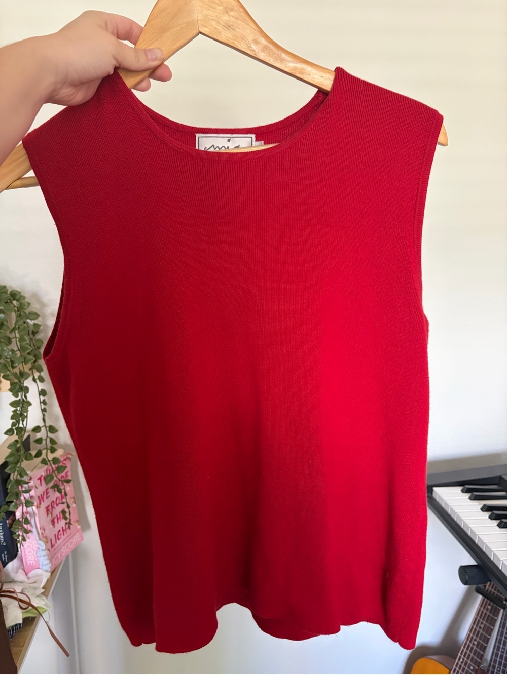 Red Sleeveless Knit Top